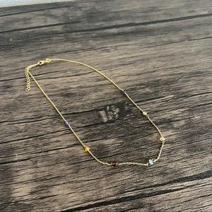 Gold Choker with multi-colored beads